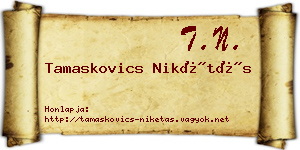 Tamaskovics Nikétás névjegykártya